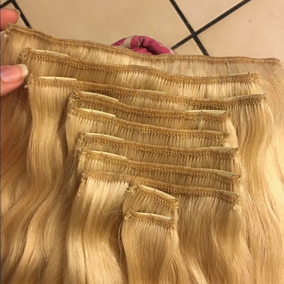 Platinum Blonde Human Hair extensions - Picture 2 of 2